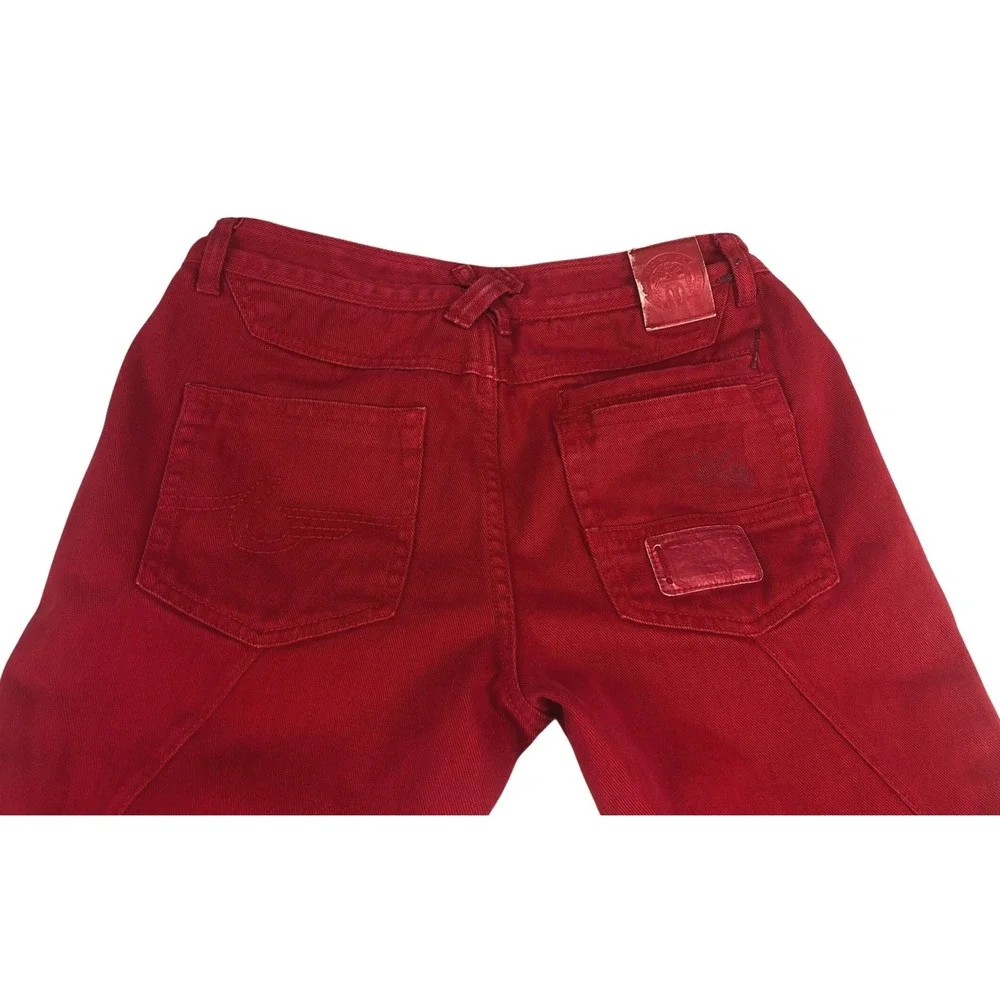 Born Fly Mens Red Denim Straight Leg Paneled Urban Streetwear Jeans Size 30x27